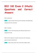 BIO 182 Exam 2 Sthultz Questions and Correct  Answers