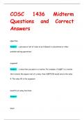 COSC 1436 Midterm Questions and Correct  Answer