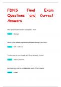 FDNS Final Exam Questions and Correct  Answers