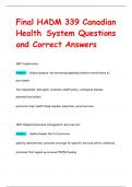 Final HADM 339 Canadian  Health System Questions  and Correct Answers