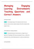 Managing Engaging  Learning Environments  Teaching Questions and  Correct Answers