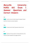 Maryville University  NURS 661 Exam 1  Summer Questions and  Correct Answers