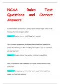 NCAA Rules Test Questions and Correct  Answers