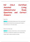 NJ CALA Certified  Assisted Living  Administrator Exam Questions and Correct  Answers