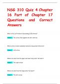 NSG 310 Quiz 4 Chapter  16 Part of Chapter 17 Questions and Correct  Answers