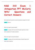 NSG 310 Exam 1 Antepartum PPT McCarty WVU Questions and  Correct Answers