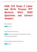 NSG 310 Exam 2 Labor  and Birth Process PPT McCarty WVU 2020 Questions and Correct  Answers