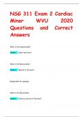 NSG 311 Exam 2 Cardiac Miner WVU 2020 Questions and Correct  Answers