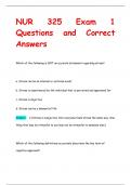 NUR 325 Exam 1 Questions and Correct  Answers