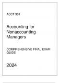 UMGC - ACCT 301 Accounting for Nonaccounting Managers - Comprehensive Final Exam Guide 2024.