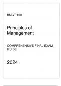 UMGC - BMGT 160 Principles of Management - Comprehensive Final Exam Guide 2024