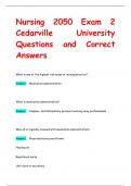 Nursing 2050 Exam 2  Cedarville University Questions and Correct  Answers