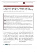 A geographic analysis of population density thresholds in the influenza pandemic of 1918–19