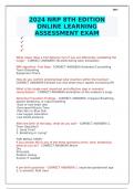 2024 NRP 8TH EDITION ONLINE LEARNING ASSESSMENT EXAM 	