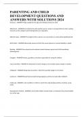 PARENTING AND CHILD DEVELOPMENT QUESTIONS AND ANSWERS WITH SOLUTIONS 2024