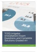 TCEQ Irrigator (Installation) Exam Questions and Complete Solutions Graded A+