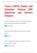 Texes AAFCS Family and  Consumer Science 200 Questions and Correct  Answers