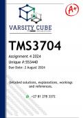 TMS3704 Assignment 4 (DETAILED ANSWERS) 2024 - DISTINCTION GUARANTEED