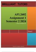 AFL2602 Assignment 1 ENGLISH (COMPLETE ANSWERS) Semester 2 2024 - DUE r 2024 ; 100% TRUSTED Complete, trusted solutions and explanations