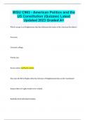 WGU C963 - American Politics and the US Constitution (Quizzes) Latest Updated 2024 Graded A+  with complete solution 2024