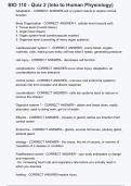 BIO 110 - Quiz 2 (Into to Human Physiology) with complete solution 