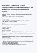 Pharm 1003 CAM and GU Exam 3 Complementary and Alternative medicine and Medications Affecting the Genitourinary System