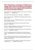 DCF Child Abuse and Neglect (CAAN) Exam  Update 2024 | DCF Child Abuse and Neglect  (CAAN) Actual Exam Update 2024 Questions  and Correct Answers Rated A+