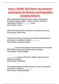 Exam 1 BUSML 3250 Warm-Up Questions and Answers for Revision and Preparation  Complete Rated A