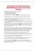 Clinical Decision Making Quizzes (MIDTERM) Questions and Correct Answers