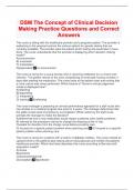 DSM The Concept of Clinical Decision Making Practice Questions and Correct Answers