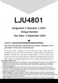  LJU4801 Assignment 2 (ANSWERS) Semester 2 2024 - DISTINCTION GUARANTEED