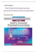 Test Bank - Stahl's Essential Psychopharmacology 5th Edition ( Stephen M. Stahl ,2021) Latest Edition||All Chapters 