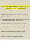 DCF Special Needs Appropriate Practices (SNP) Test Questions 2024 With Verified Answers