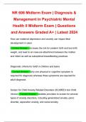 BUNDLE for NR 606 Midterm Exam | Diagnosis & Management in Psychiatric Mental Health II Midterm Exam | Questions and Answers Graded A+ | Latest 2024