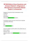 NR 606 Midterm Exam Questions and Answers Rated A+ | Diagnosis & Management in Psychiatric Mental Health II | Chamberlain