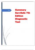 Summary ServSafe 7th Edition Diagnostic Test