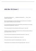 ASU Bio 181 Exam 1 Questions and Correct Answers