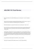 ASU BIO 181 Final  Exam Review Questions and Correct Answers