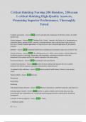 Critical thinking Nursing 200 Hondros, 200 exam 1 critical thinking High-Quality Answers, Promising Superior Performance, Thoroughly Tested