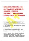 RETAKE MATERNITY 2024  ACTUAL EXAM UPDATE {A+  GRADED} // RETAKE  MATERNITY 2024 ACTUAL  EXAM UPDATE {A+ GRADED}