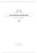 Auto mechanics Test Questions. with complete solutions 2024