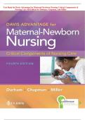 Test Bank for Davis Advantage for Maternal-Newborn Nursing Critical Components of Nursing Care 4th Edition by Durham, Chapman, and Miller (STUVIA)