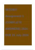 SED2601 Assignment 3 (COMPLETE ANSWERS) 2024 - DUE 25 July 2024 