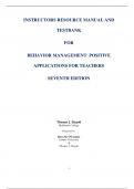 TESTBANK  FOR  BEHAVIOR MANAGEMENT  POSITIVE APPLICATIONS FOR TEACHERS  SEVENTH EDITION 