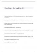 Final Exam Review Questions and Answers- HCA 115