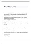 HCA 502 Final Exam Questions and Answers