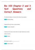 Bio 103 Chapter 2 and 3  test Questions and  Correct Answers