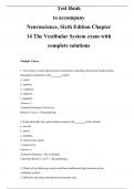 Neuroscience, Sixth Edition Chapter 14 The Vestibular System exam with complete solutions