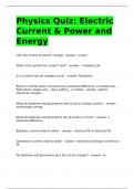 Physics Quiz: Electric Current & Power and Energy