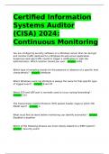 Certified Information Systems Auditor (CISA) 2024: Continuous Monitoring